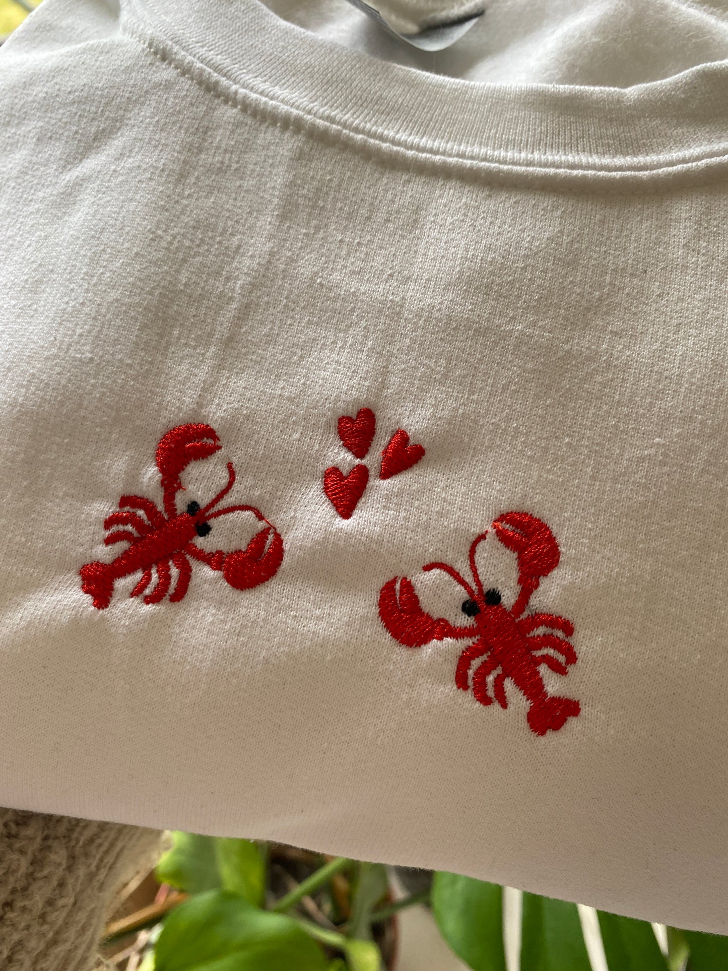 Lobsters In Love Embroidered Sweatshirt
