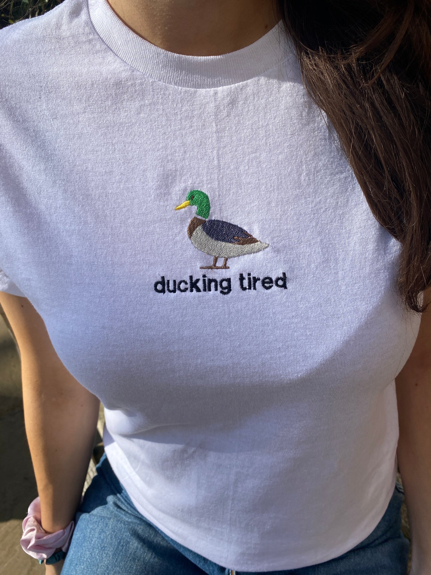 Ducking tired Embroidered T-shirt