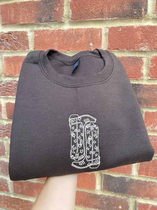 Cowboy Boots Embroidered Sweatshirt