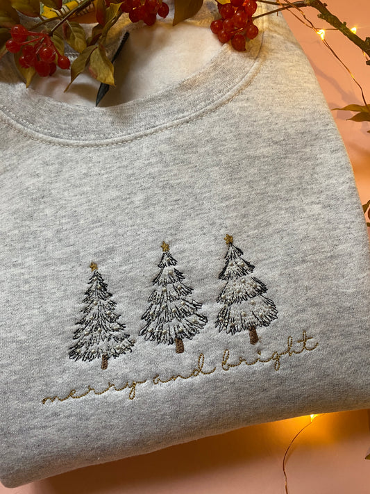 Merry and Bright Embroidered Sweatshirt
