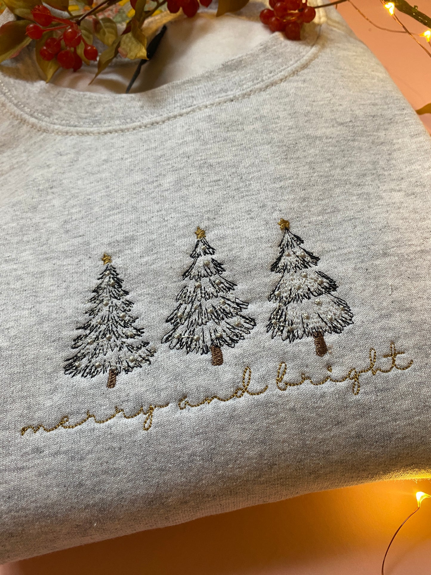 Merry and Bright Embroidered Sweatshirt