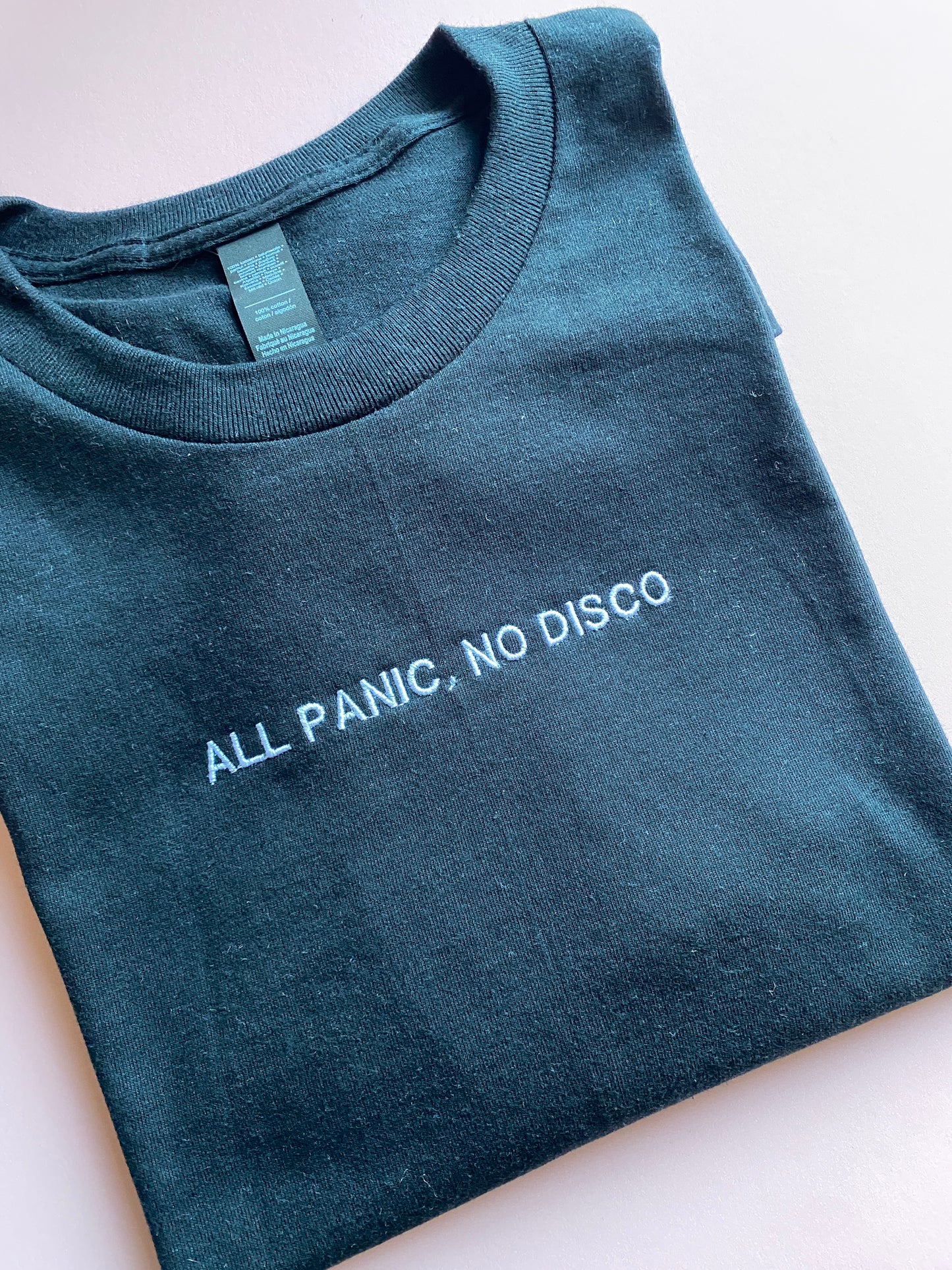 All Panic, No Disco Embroidered Tshirt