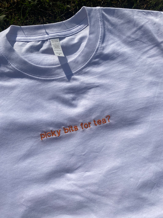 Picky Bits for Tea? Embroidered Tshirt