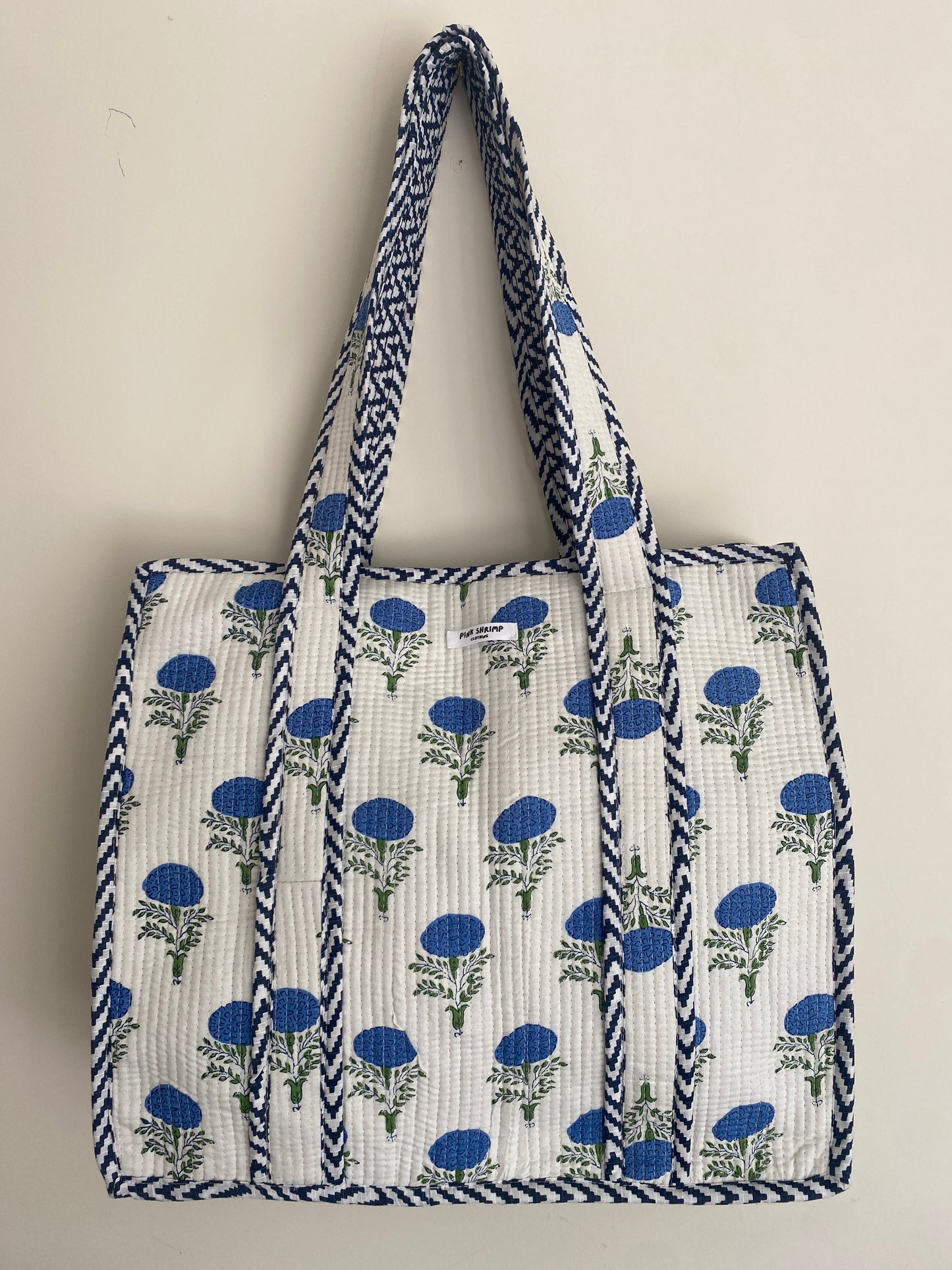 The Indigo Bloom Print Quilted Tote Bag