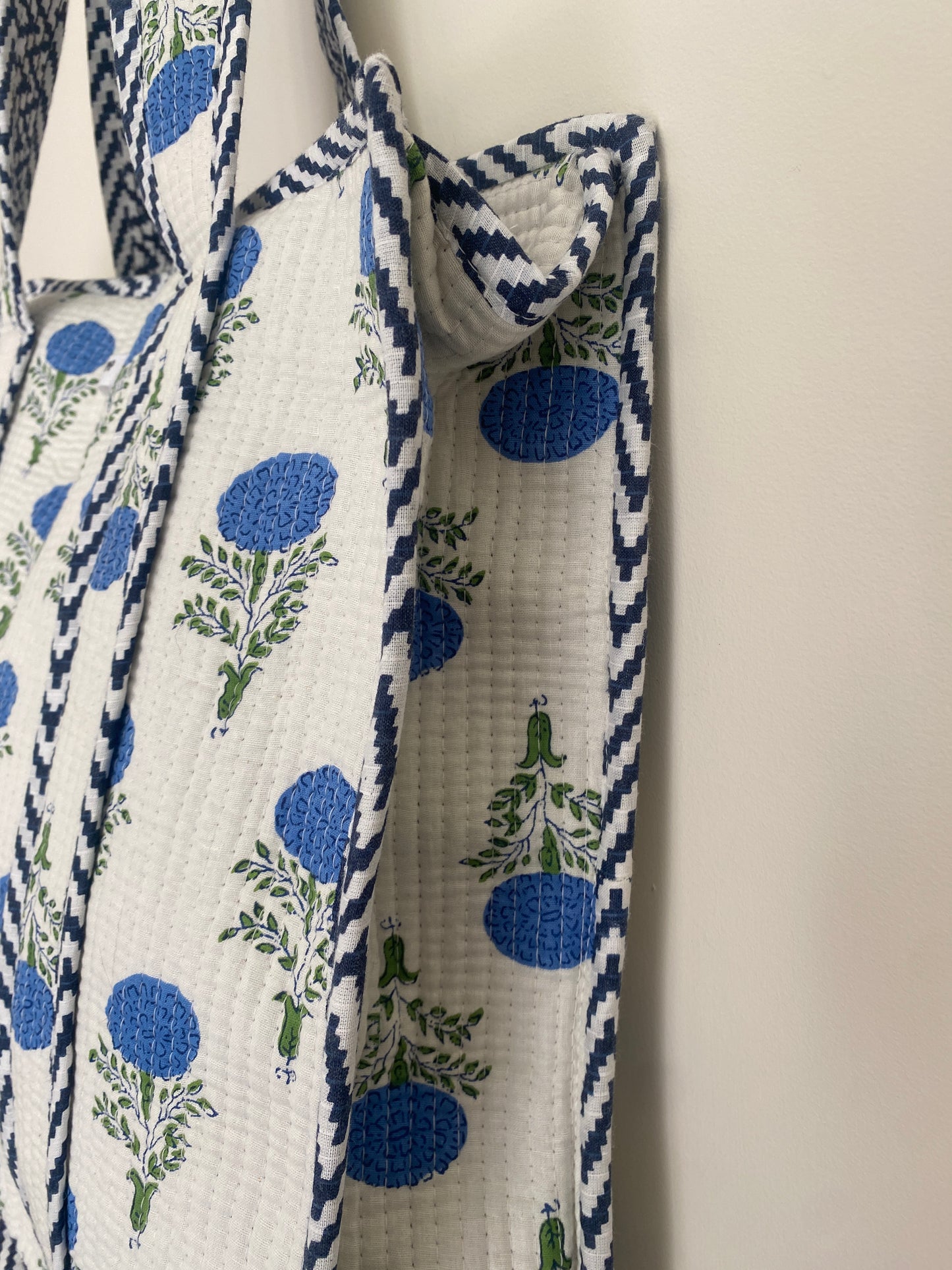 The Indigo Bloom Print Quilted Tote Bag