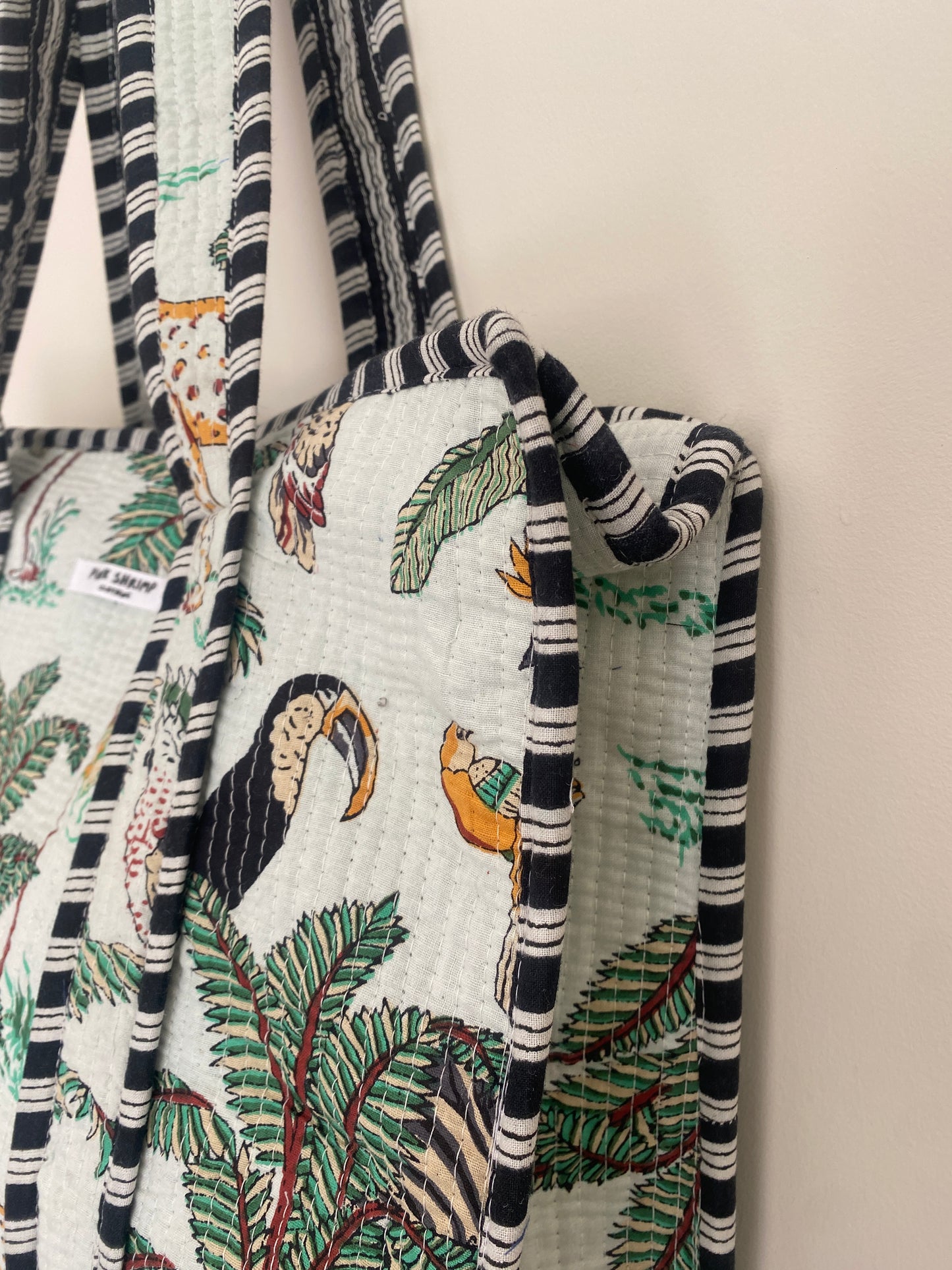 The Jungle Print Quilted Tote Bag- White