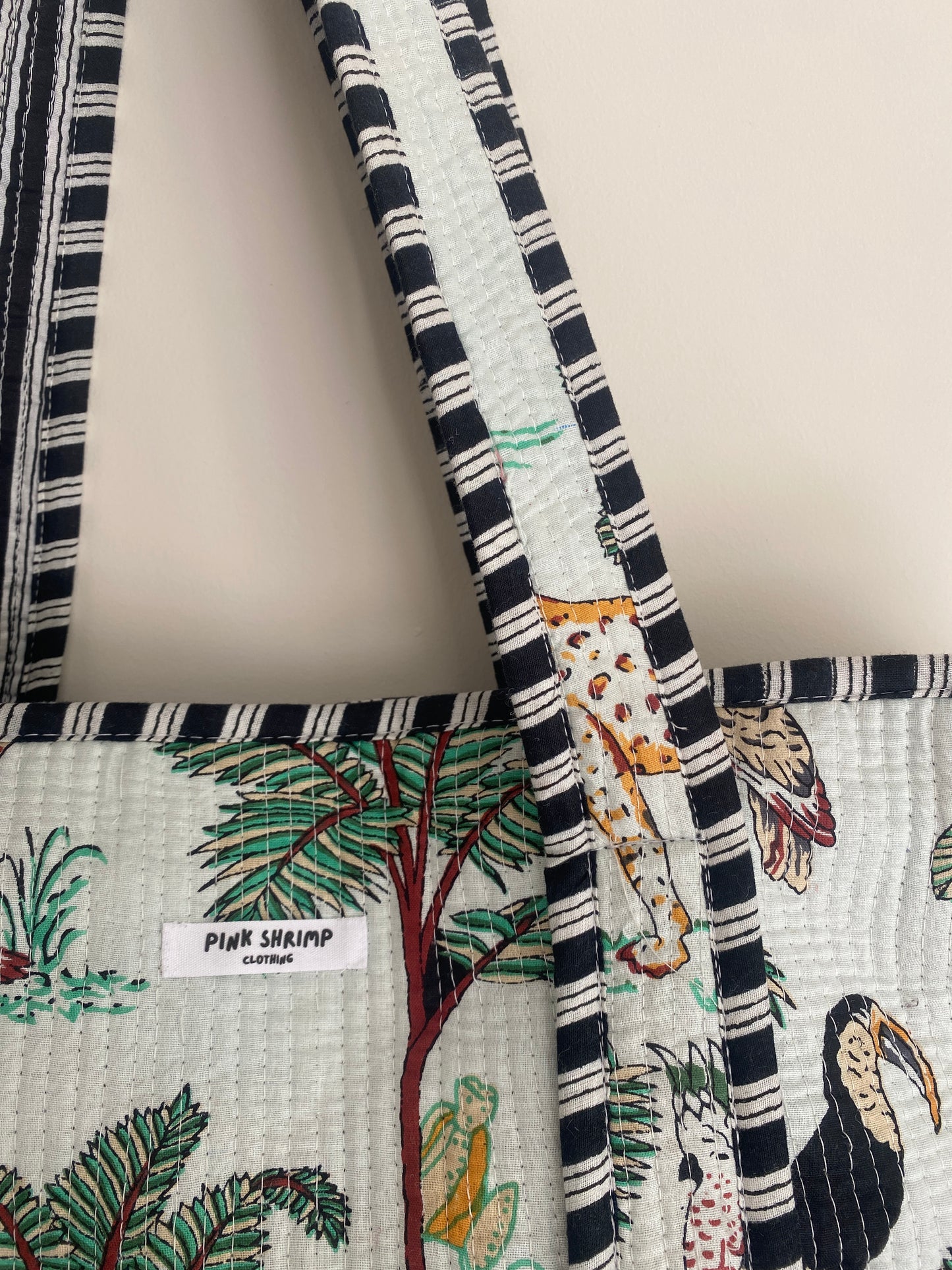 The Jungle Print Quilted Tote Bag- White