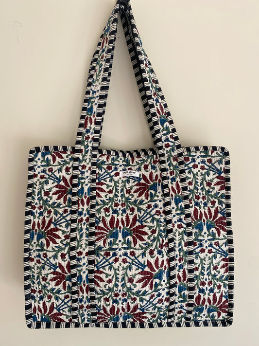 The Midnight Garden Print Quilted Tote Bag