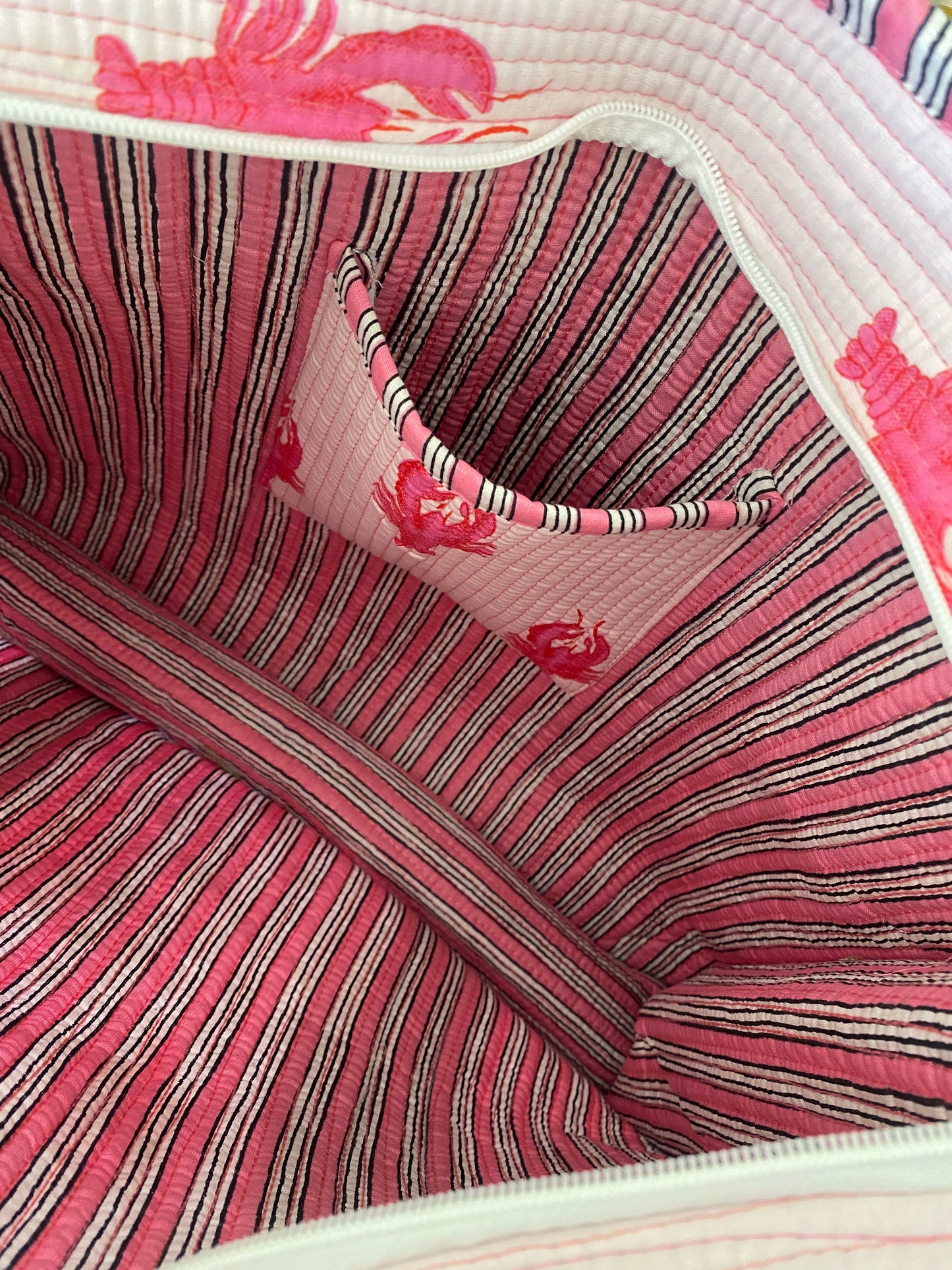 The Lobster Print Quilted Tote Bag