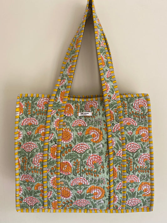 The Sunshine and Flowers Quilted Tote Bag