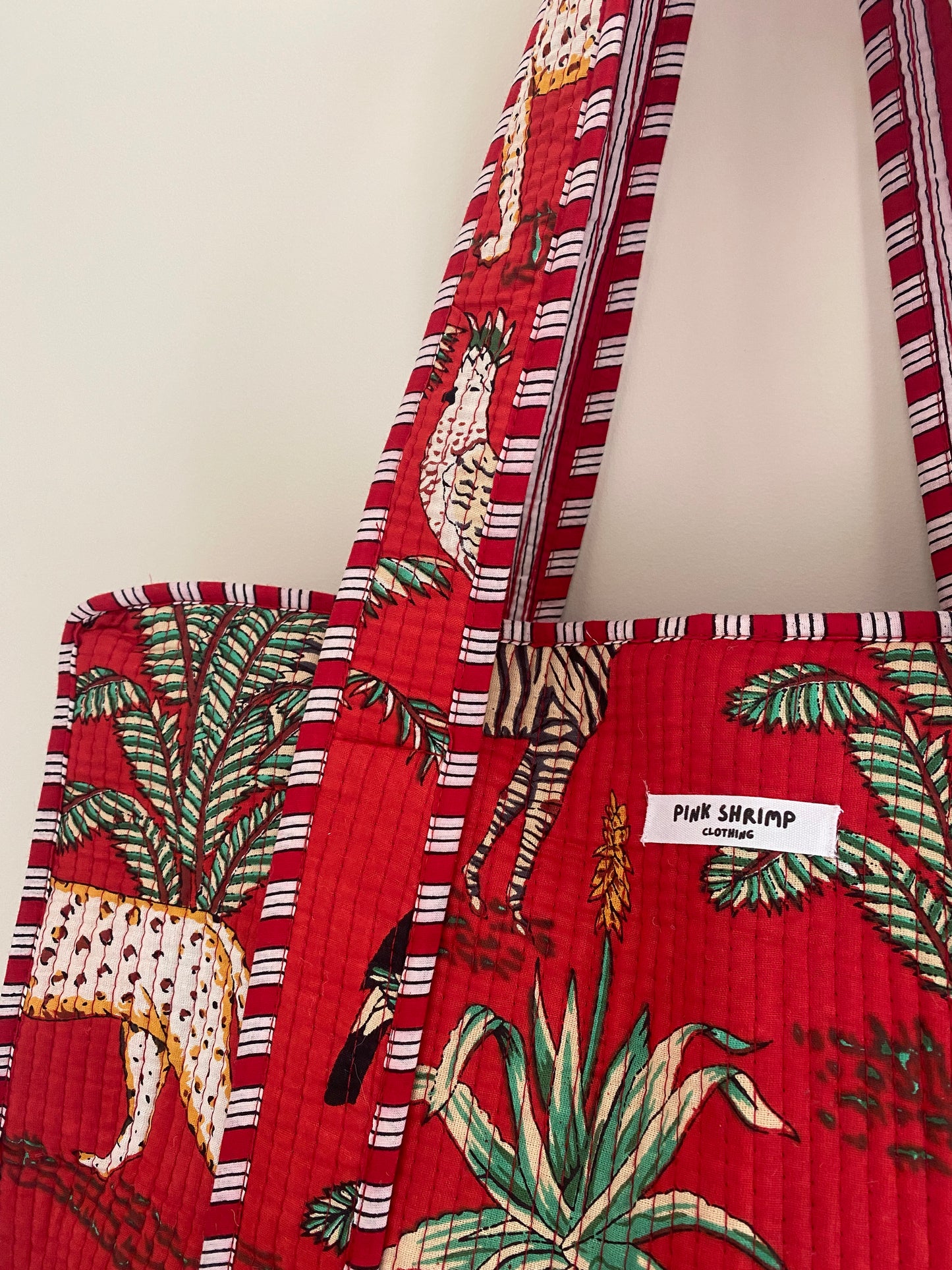 The Jungle Quilted Tote Bag - Red