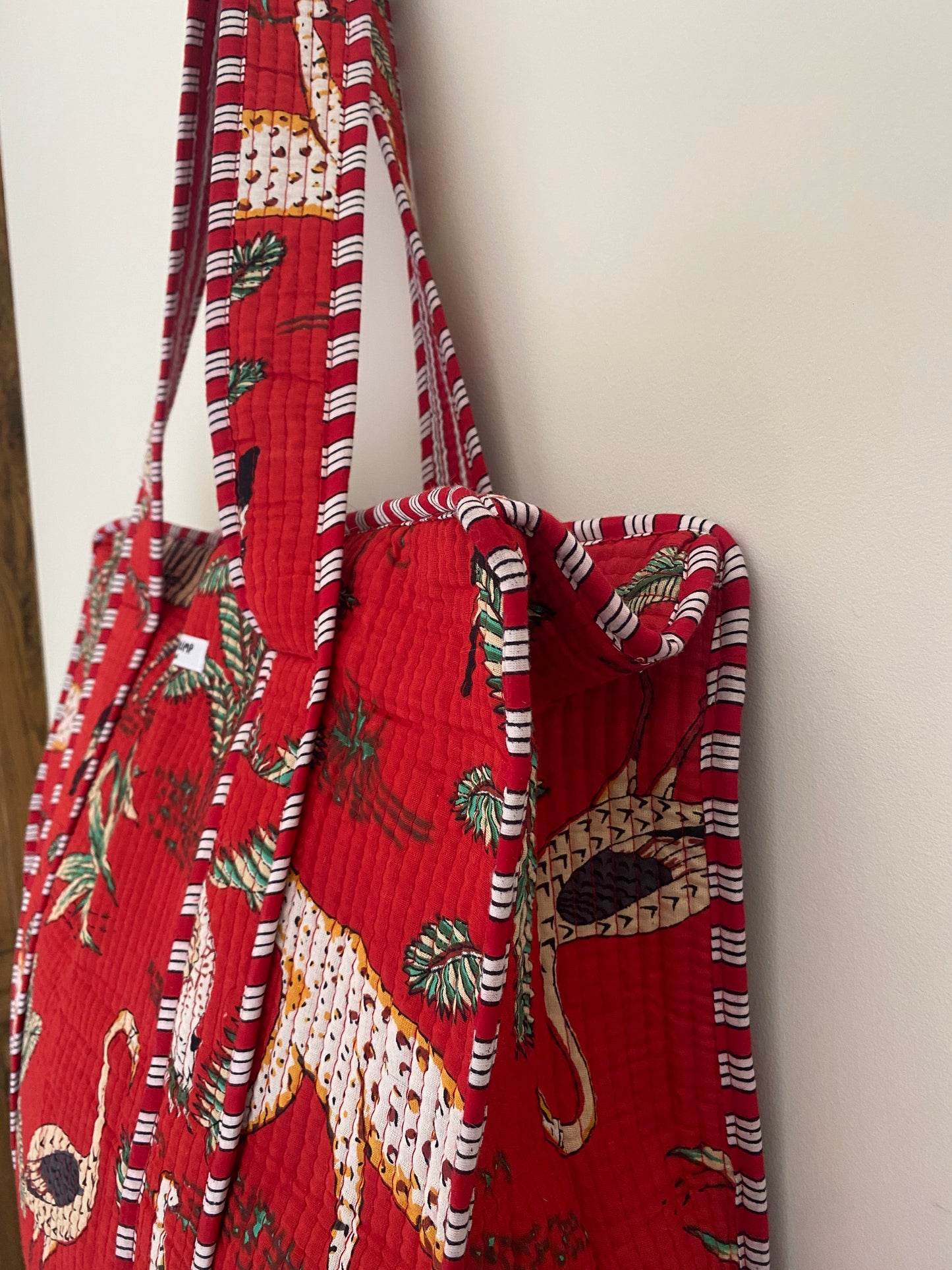 The Jungle Quilted Tote Bag - Red